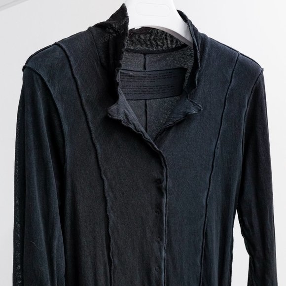 Rundholz Black Label Charcoal Mesh Distressed Cardigan - Picture 1 of 12